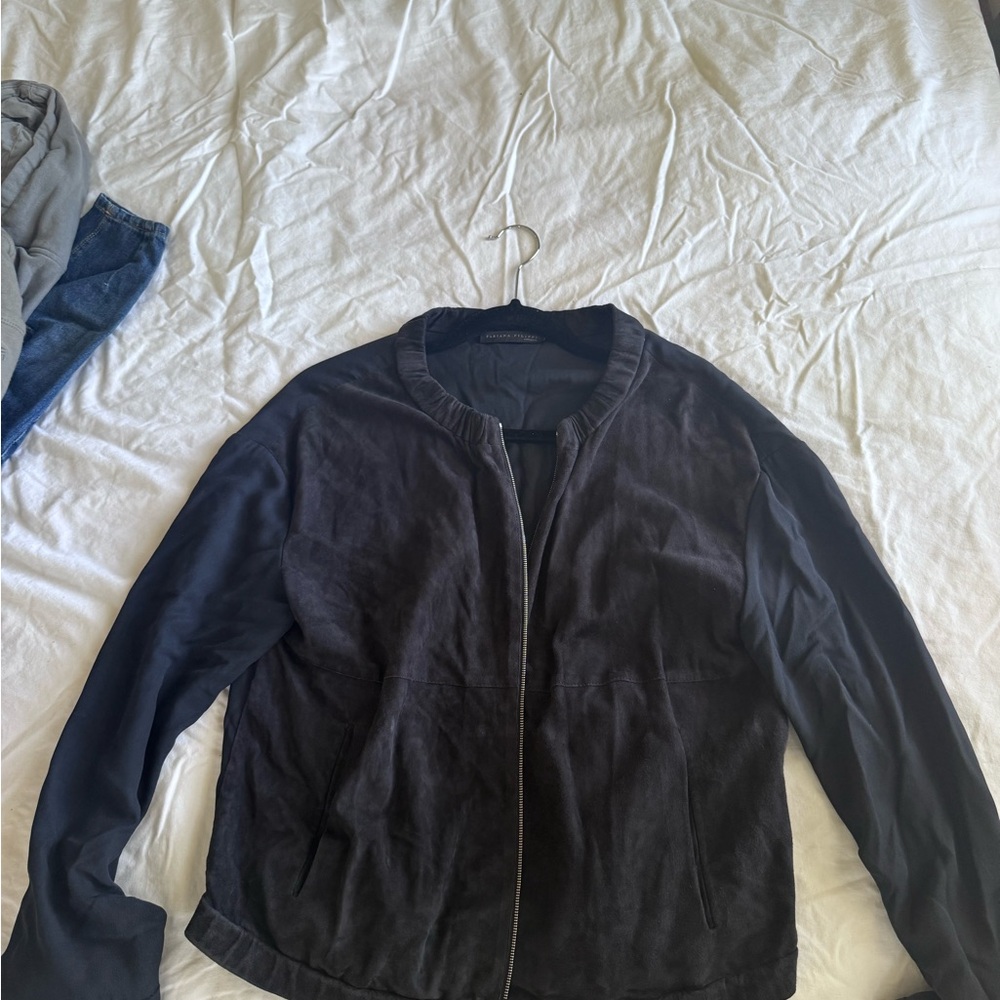 Fabiana Filippi Black Knit Jacket with Suede Trim